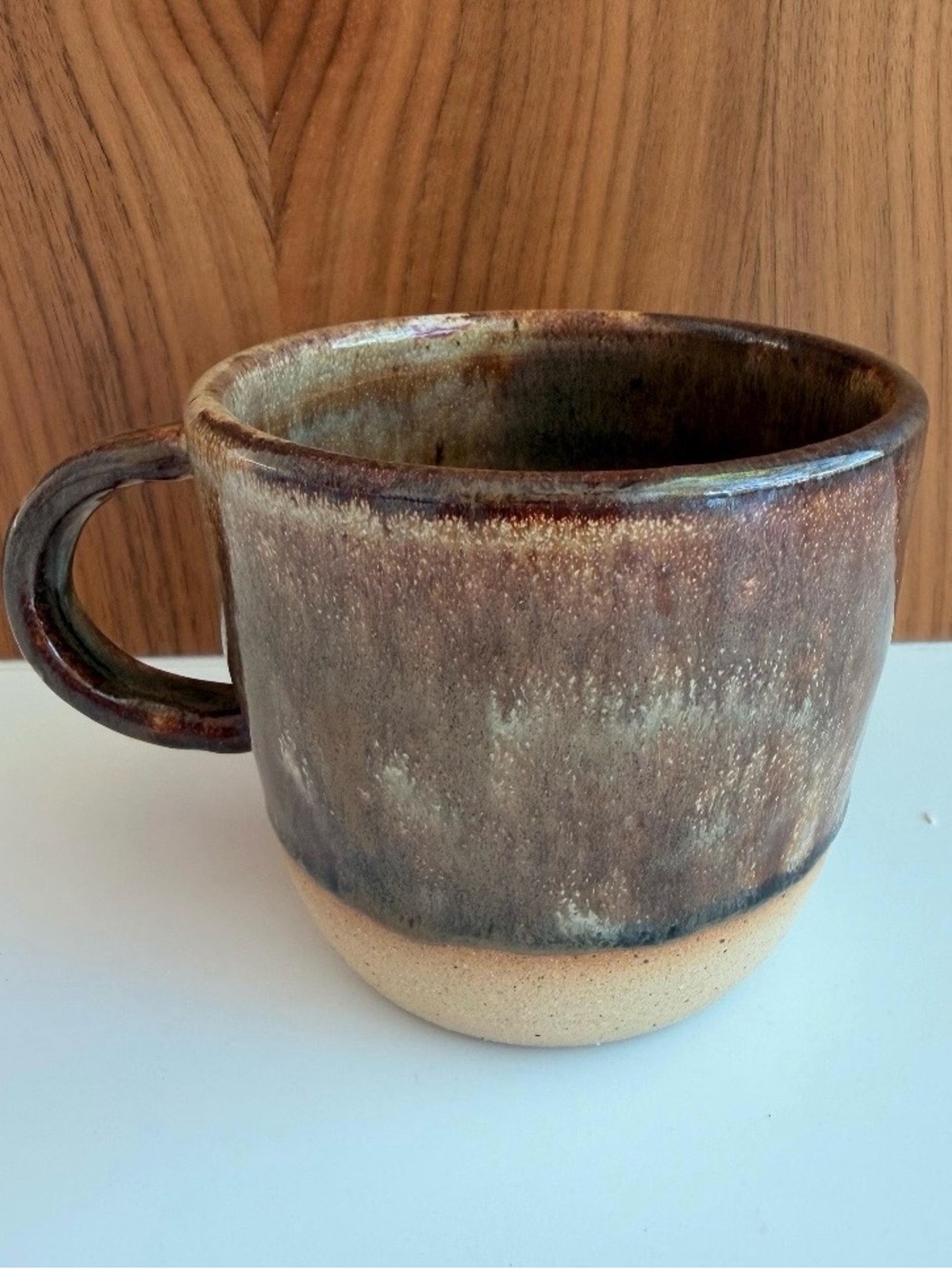 Handmade Ceramic Mug in Speckled Brown and Cream